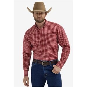 Wrangler George Strait Collection Red Print Western Shirt Men's Large